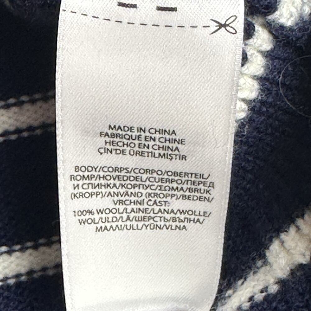 Lauren Ralph Lauren Navy White Striped Sweater Large Mock Neck Preppy Coastal - Picture 6 of 12
